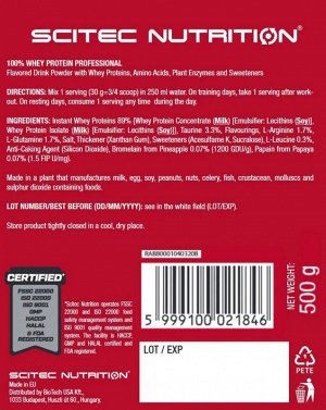 Протеин SCITEC Whey Protein Professional - 500 г.