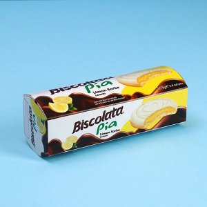 Печенье Biscolata Pia в белом шоколаде c лимонной начинкой, 100 г