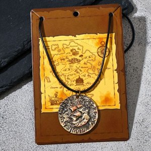 Кулон унисекс "Монета" с черепом, цвет чернёное золото, 45см