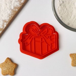 Форма для печенья «Подарочная коробка», штамп, вырубка, цвет красный