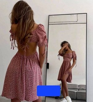 Платье женское в горошек/Женское платье с открытой спиной