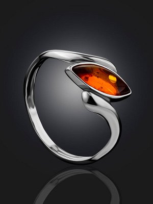 amberholl Изящное кольцо с коньячным янтарем «Андромеда»