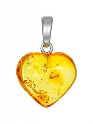 Кулон из прозрачного балтийского янтаря «Сердце» лимонного цвета