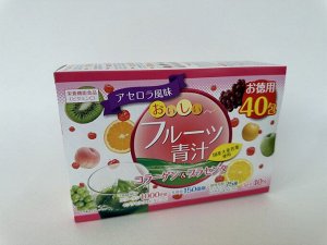 Аодзиру фруктовый Yuwa с коллагеном и плацентой (40 саше)