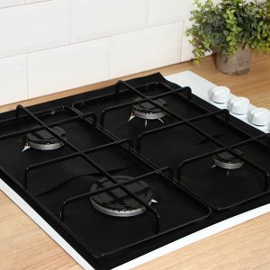 Защитное покрытие для газовой плиты Доляна, 4 шт, тефлон, цвет чёрный