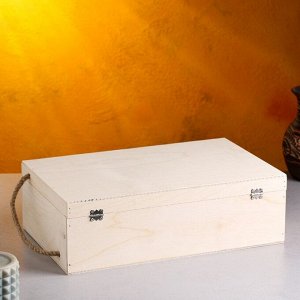 Подарочный ящик 3421.510.5 см деревянный 3 отдела, с закрывающейся крышкой, без покраски