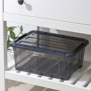 Контейнер для хранения с крышкой IDEA «Кип», 11 л, пластик, 37.5x28.5x16 см, чёрный, прозрачный