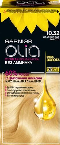 Гарньер Olia краска д/волос крем. 10.32 платиновое золото питан.,блеск сила/цв 112мл карт/уп / 12шт