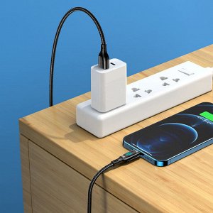NEW ! Кабель зарядный HOCO Extreme S51 USB на Type-C 5A, PD20W или USB на Lightning iOS 2.4A + Дисплей зарядка и передача данных 1.2m.