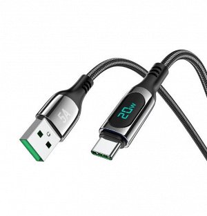 NEW ! Кабель зарядный HOCO Extreme S51 USB на Type-C 5A, PD20W или USB на Lightning iOS 2.4A + Дисплей зарядка и передача данных 1.2m.