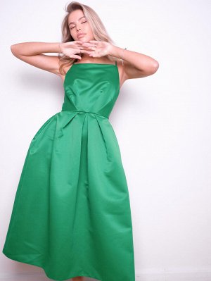 Платье пышное зеленый юбка миди. Цвет зеленый