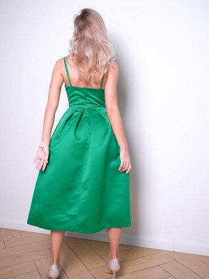 Платье пышное зеленый юбка миди. Цвет зеленый