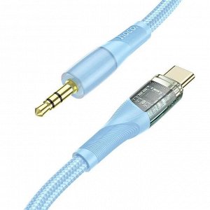 Переходник Аудио-кабель HOCO UPA25 Transparent Apple Lightning to Jack 3.5 или Type-C to Jack 3.5 1м голубой