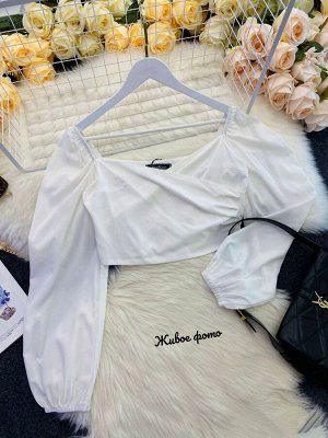 Укороченная женская блуза/Блузка белая женская