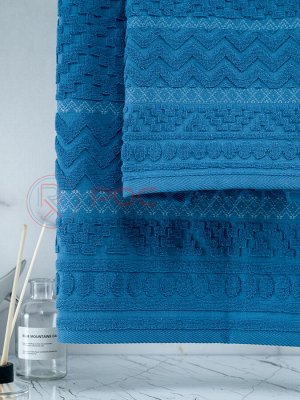 Махровое полотенце жаккардовое Соната синий ПМА-6603 (307)