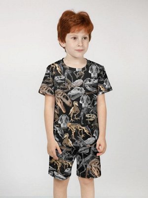 Костюм спортивный детский хлопок 100% с ярким модным принтом Dino Дино Динозавр Динозавры Скелет