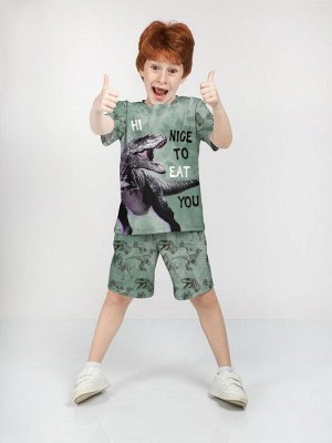 Костюм спортивный детский хлопок 100% с ярким модным принтом Dino Дино Динозавр Динозавры Скелет