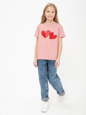 Детская хлопковая футболка с красивым нежным принтом Сердце Love, в подарок девочке, внучке, подруге