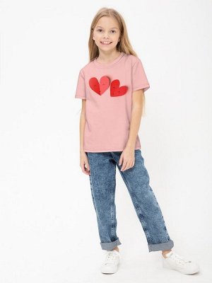 Детская хлопковая футболка с красивым нежным принтом Сердце Love, в подарок девочке, внучке, подруге