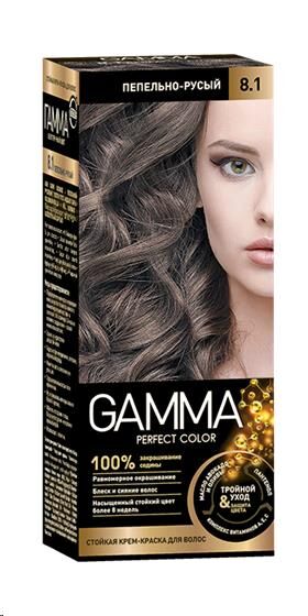 Gamma Perfect Color краска д/волос кремов. 8.1 пепельно-русый 3-й уход,защит. блеск 50мл карт./уп /