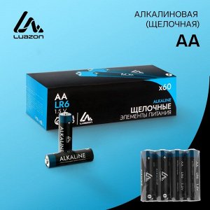 Батарейка алкалиновая (щелочная) LuazON, AA, LR6, спайка, 4 шт 1647489