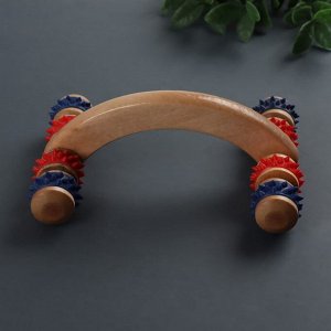 Массажёр деревянный, 15x10.5x5 см, 8 колёс, МИКС