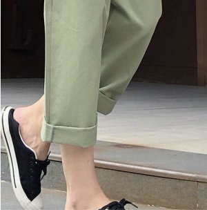 Повседневные широкие брюки с высокой талией зеленые