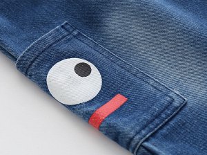 Джинсовые шорты для мальчика, цвет синий + принт на кармане