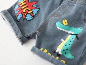 Джинсовые шорты для мальчика, цвет синий + принт