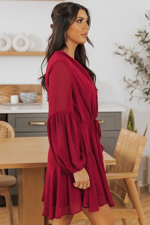 VitoRicci Красное мини-платье с объемным рукавом и сборкой спереди