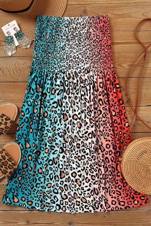 Разноцветное леопардовое платье-бандо
