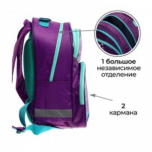 Рюкзак школьный, 37 х 26 х 13 см, эргономичная спинка, Calligrata АН "Единорог"