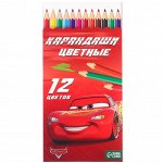 Карандаши 12 цветов &quot;95&quot;, заточенные, шестигранные, картонная упаковка, европодвес, Тачки