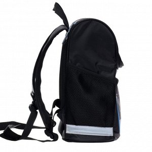 Ранец школьный Стандарт, 36 х 26 х 16 см, + мешок для обуви, Сalligrata П "Тачка", чёрный