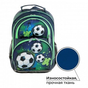 Рюкзак школьный, 36 х 23 х 13 см, эргономичная спинка, Calligrata П "Футбол", синий