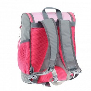 Ранец школьный Стандарт, 36 х 26 х 16 см, + мешок для обуви, Сalligrata П "Котик", серый/розовый