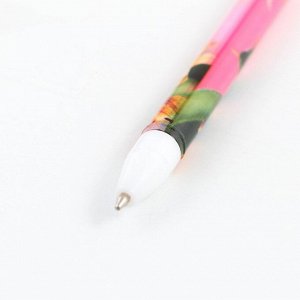 Ручка пластик с колпачком «Цвети от счастья», синяя паста, шариковая 0,5 мм .