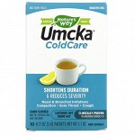 Nature&#039;s Way, Umcka, средство против простуды, смесь для успокаивающих горячих напитков, лимон, 10 пакетиков по 5 г (0,17 унции) каждый