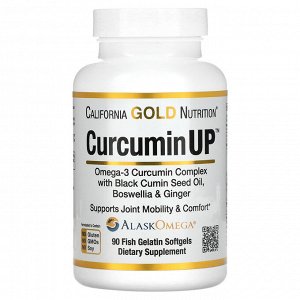 California Gold Nutrition, Curcumin UP, 90 капсул из рыбьего желатина