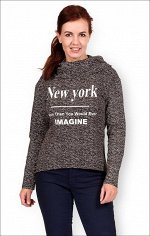 Толстовка с капюшоном, футер с лайкрой, принт &quot;New York&quot;,