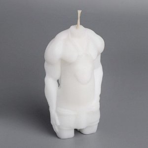 Свеча фигурная "Мужской силуэт" в фартуке с сердечком, 5,5х3,5х10,5 см, белый