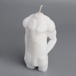 Свеча фигурная "Мужской силуэт" в фартуке с сердечком, 5,5х3,5х10,5 см, белый
