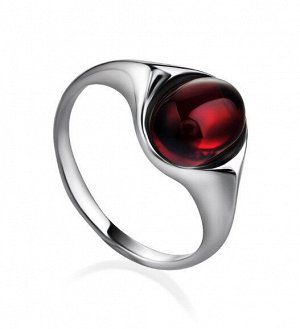 Amberholl / Яркое кольцо «Суламита» с натуральным янтарём тёмно-вишнёвого цвета