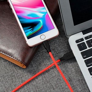 Кабель USB - Apple lightning Hoco X21 Silicone  100см 2A (black/red)