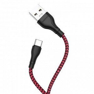 Кабель USB - Type-C Borofone BX39 Beneficial  100см 3A (black/red)