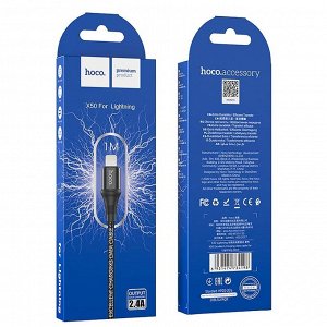 Кабель USB - Apple lightning Hoco X50 Excellent  100см 2,4A (black)