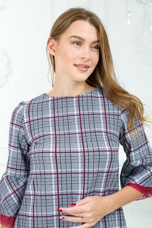 Платье женское из футера Беата серая клетка