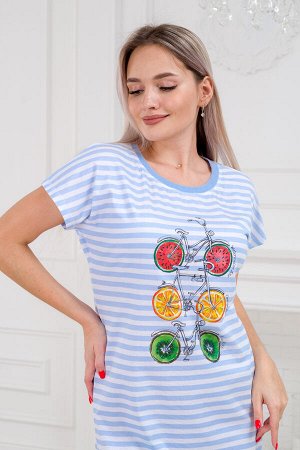 Сорочка женская со спущенным плечом Fruits&bikes голубой