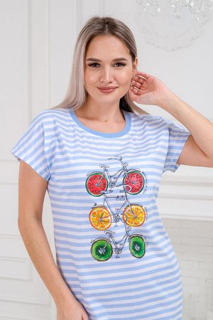 Сорочка женская со спущенным плечом Fruits&bikes голубой