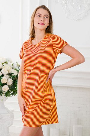 Туника женская из кулирки Руслана красная полоса на жёлтом